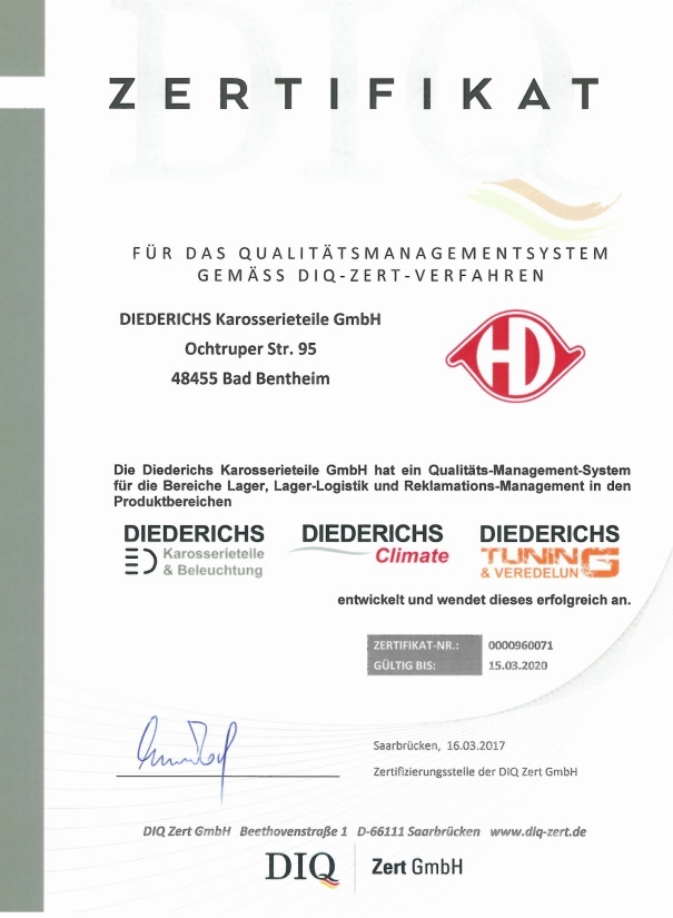 Zertifikat Qualität
