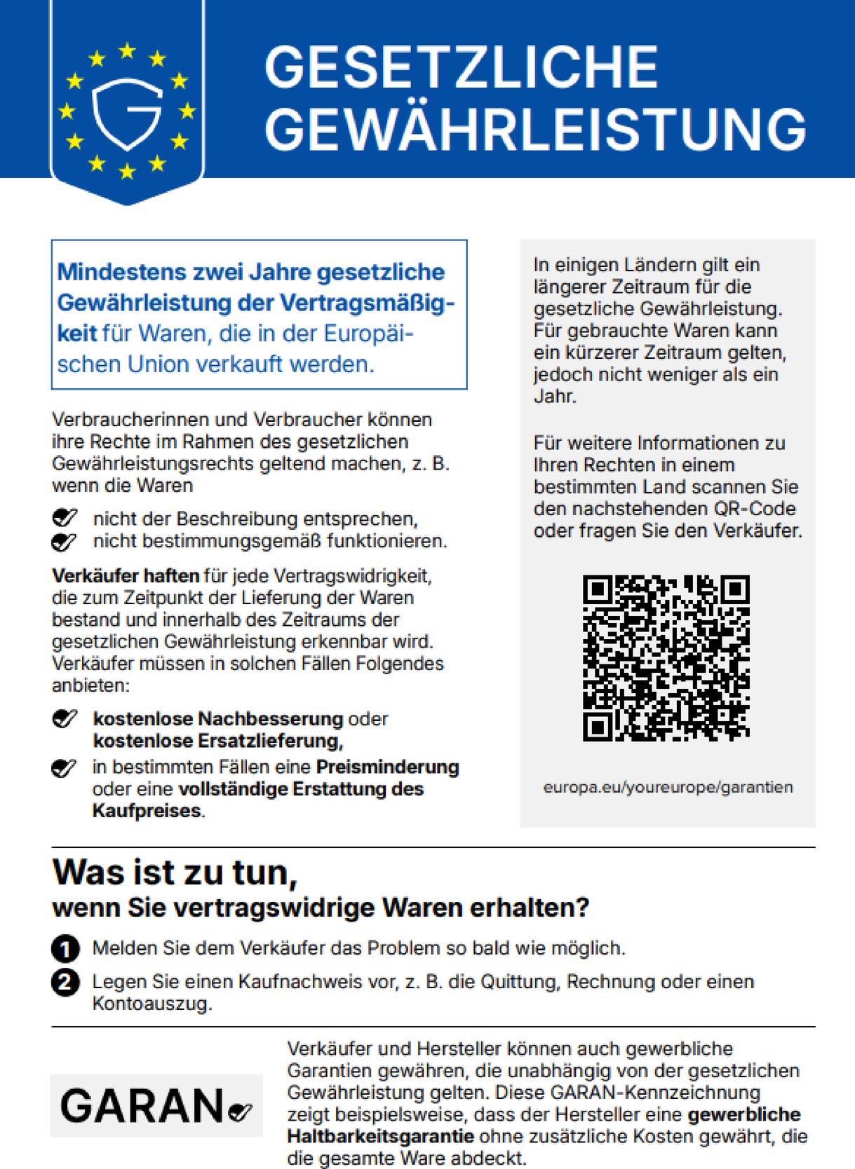 Garantie und Gewährleistung