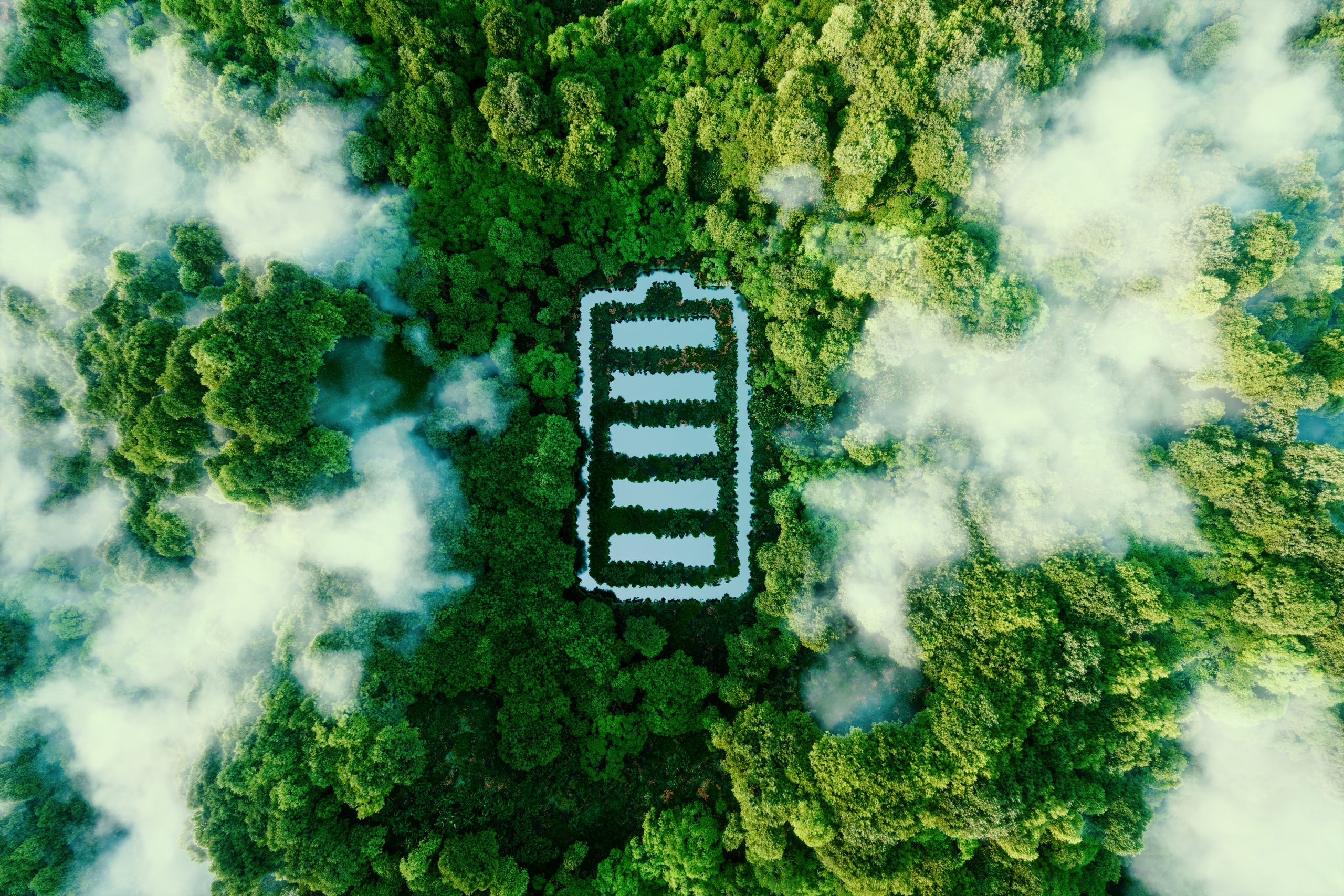 Konzeptbild Batterietechnologie und grüner Energiespeicher