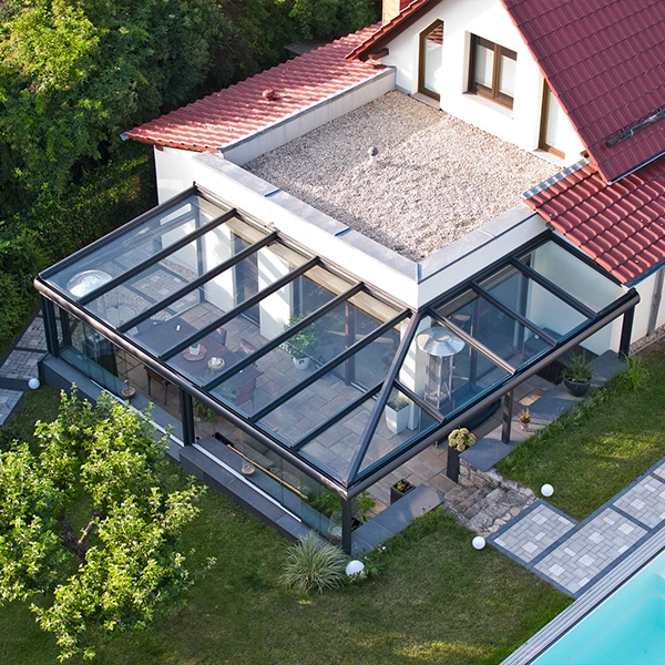 Terrassenüberdachung über Eck