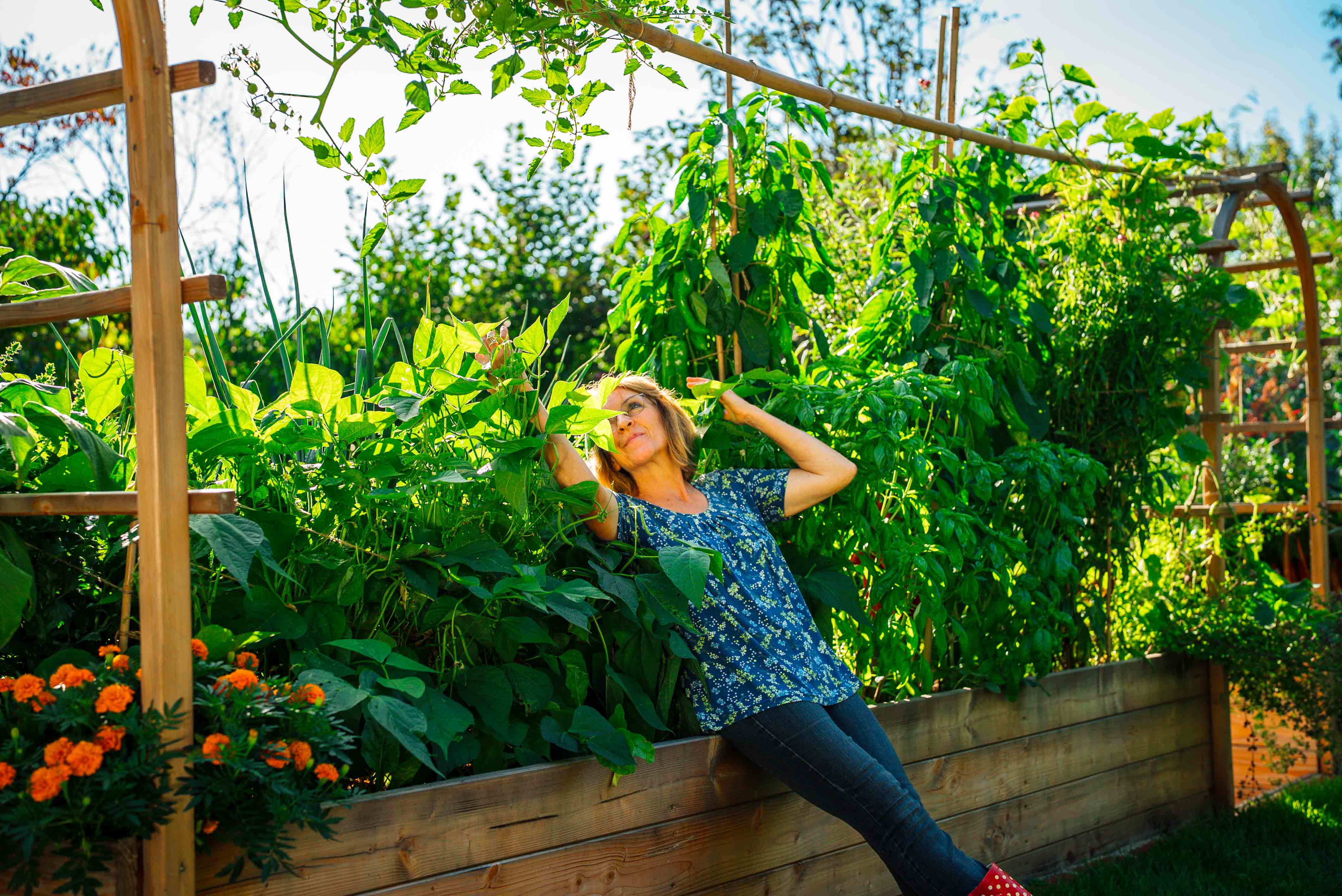 Gemüsegarten im Frühling mit Sonnenerde Bio Erde