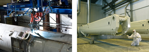 Carrier bodies, slewing platforms and support girders
