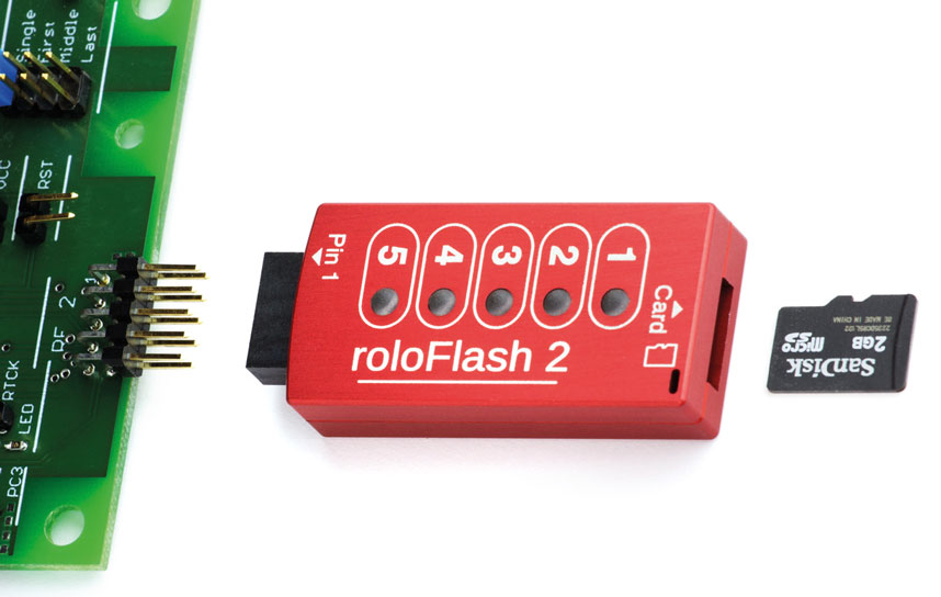 roloFlash 2 beim Flashen eines Targets
