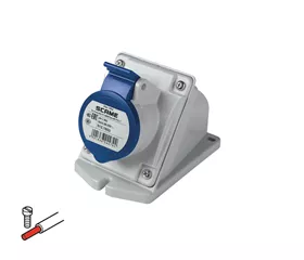 CEE surface-mounted socket 16 A, 2P+E, angled