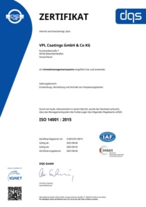 ISO 14001:2015 Zertifikat (DQS)