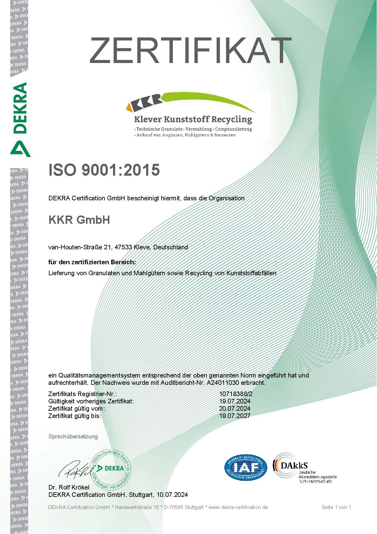 ISO-9001-Zertifikat 2015