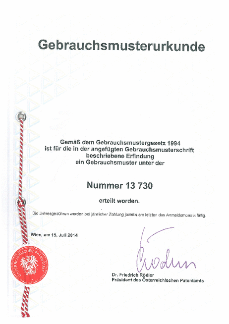 Gebrauchsmusterurkunde gequetschte Schattennut