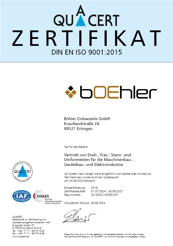 Zertifikat DIN EN ISO 9001:2015