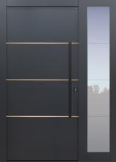 Haustür anthrazit mit Glasmotiv und Seitenteil
