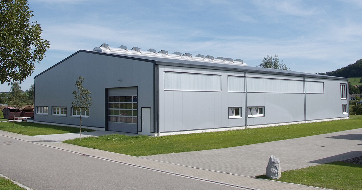 SELECT-Stahlhalle (bis 40 m freitragend, Seitenhöhe bis 12 m)