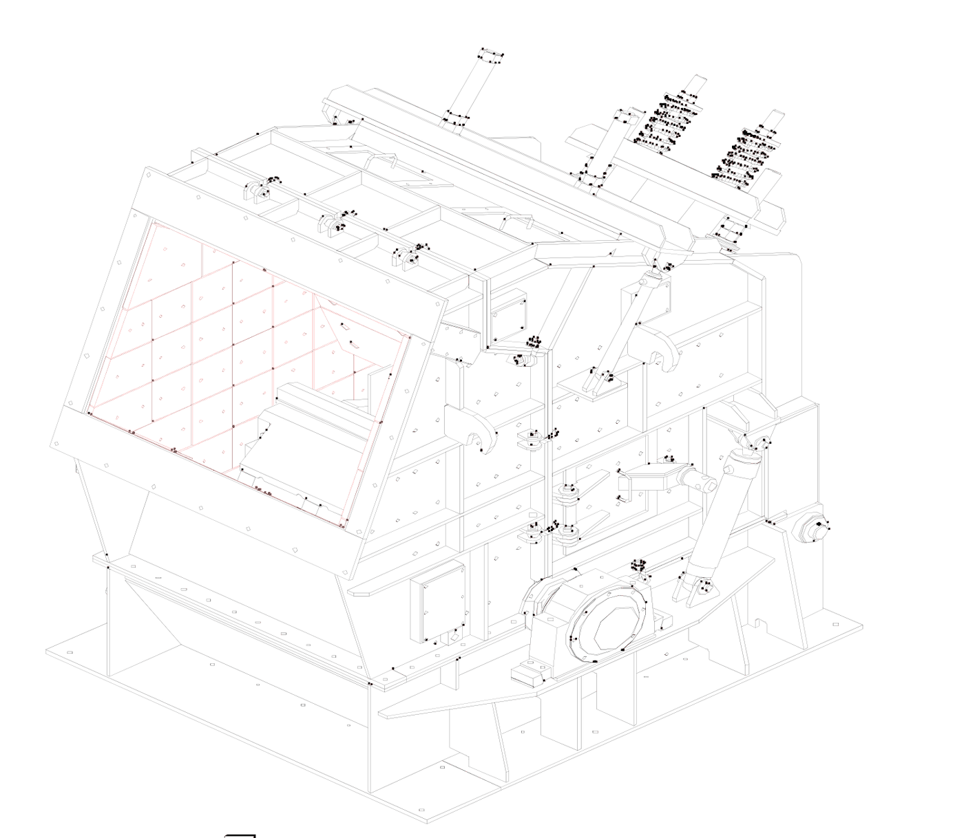 Konstruktionszeichnung Prallmühle LTP 1300/1300