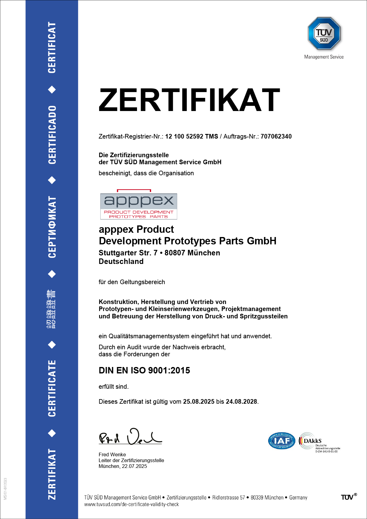 ISO 9001:2015 Zertifikat