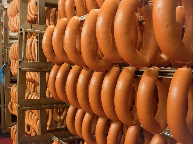 Wurst in der Räucherkammer