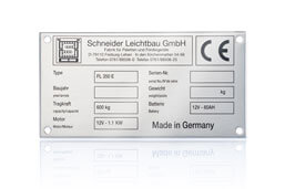 Typenschild Edelstahl