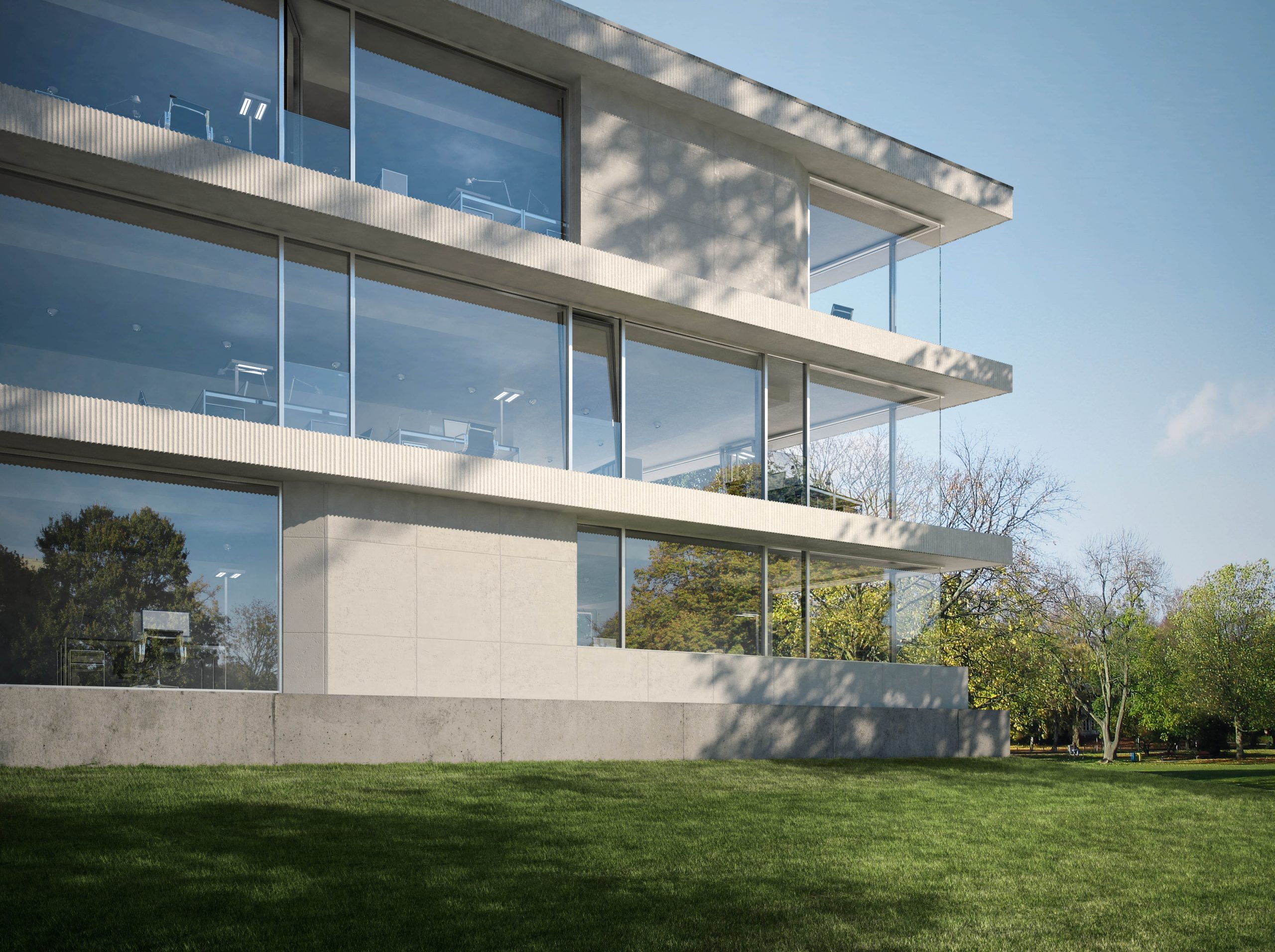 Lichtband-Fassade an einem Bürogebäude