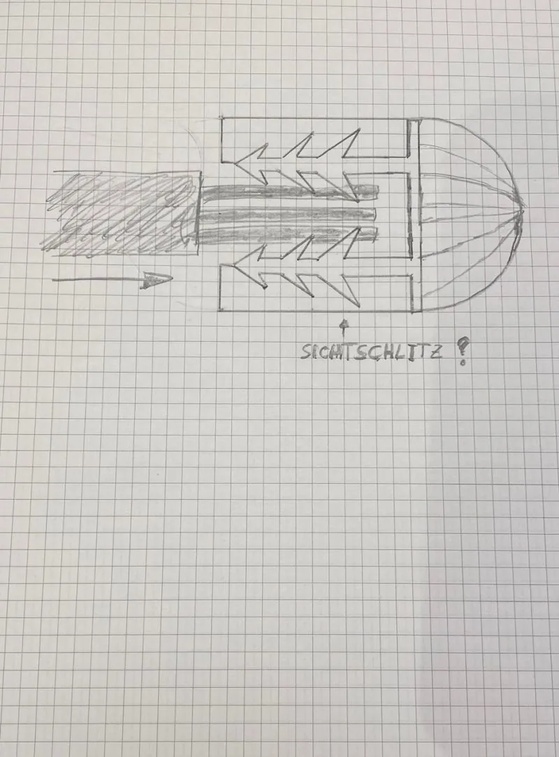 First hand-drawn sketch of the cap