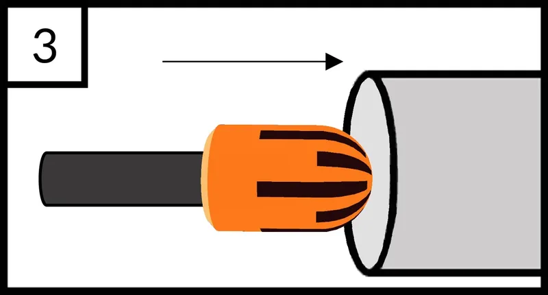 Cable being pushed through the conduit with the cap