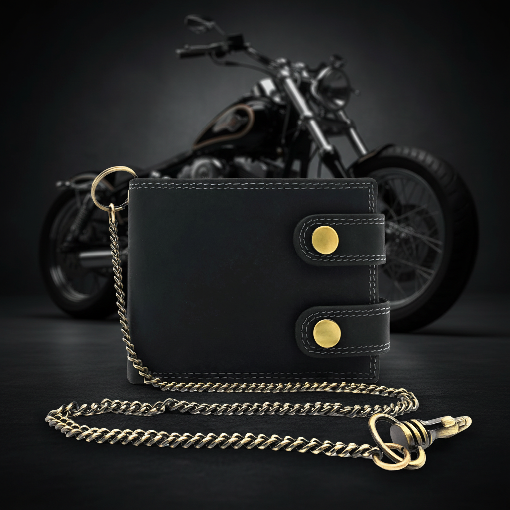 Biker Geldbörse mit Kette, Hunterleder