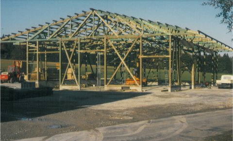 Holzgerippe der neuen Hobelhalle