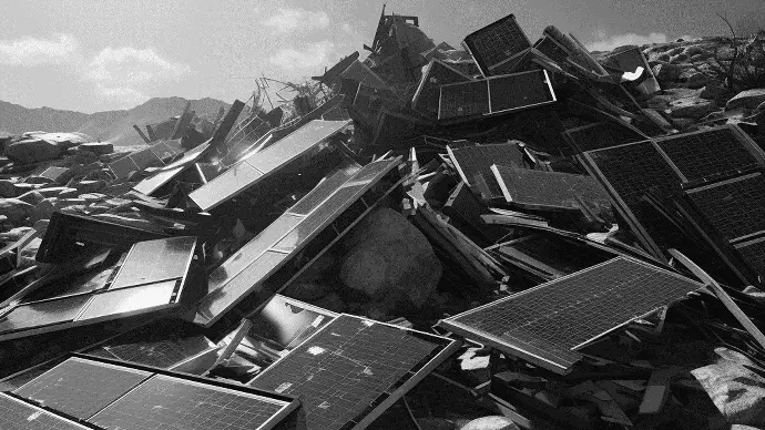 Demontierte PV-Module vor dem Recycling
