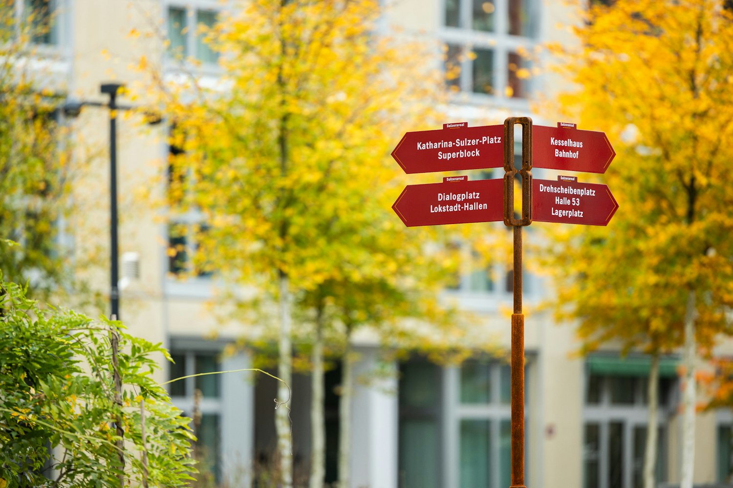 Emaillierte Wegweiser Sulzerareal Winterthur