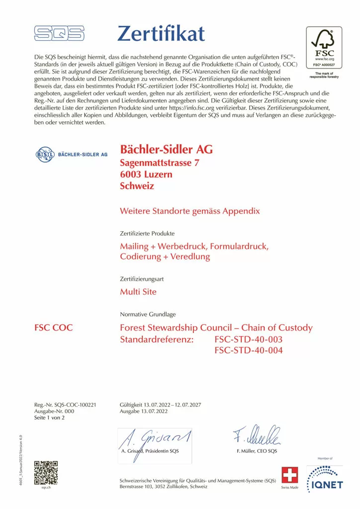 FSC®-Zertifikat