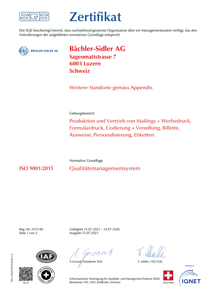 ISO-9001-Zertifikat
