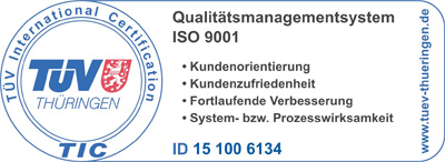 TÜV-Zertifizierung DIN EN ISO 9001