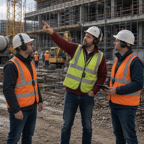 Baustellenbegehung mit acustra® als Sprachverstärker