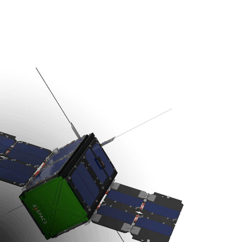 3U CubeSat with solar panels and antennas