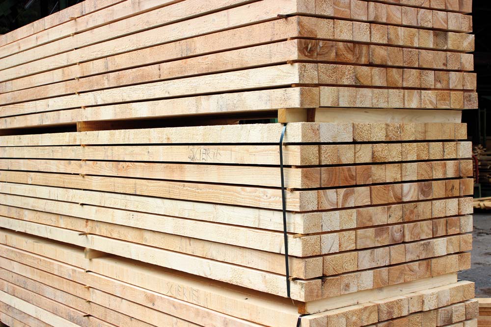 Sawn timber from spruce, fir, Douglas fir, pine, larch