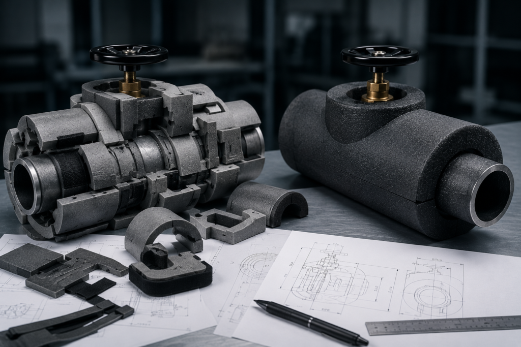 Technischer Arbeitsbereich: Ventilmodelle, Teile und Zeichnungen