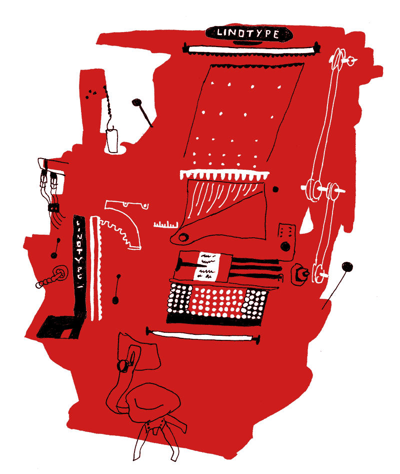 Linotype-Demo an der historischen Setzmaschine