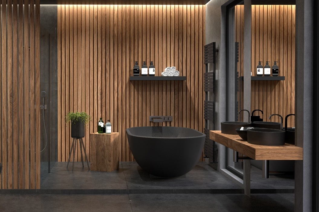 Modernes Bad mit freistehender Badewanne