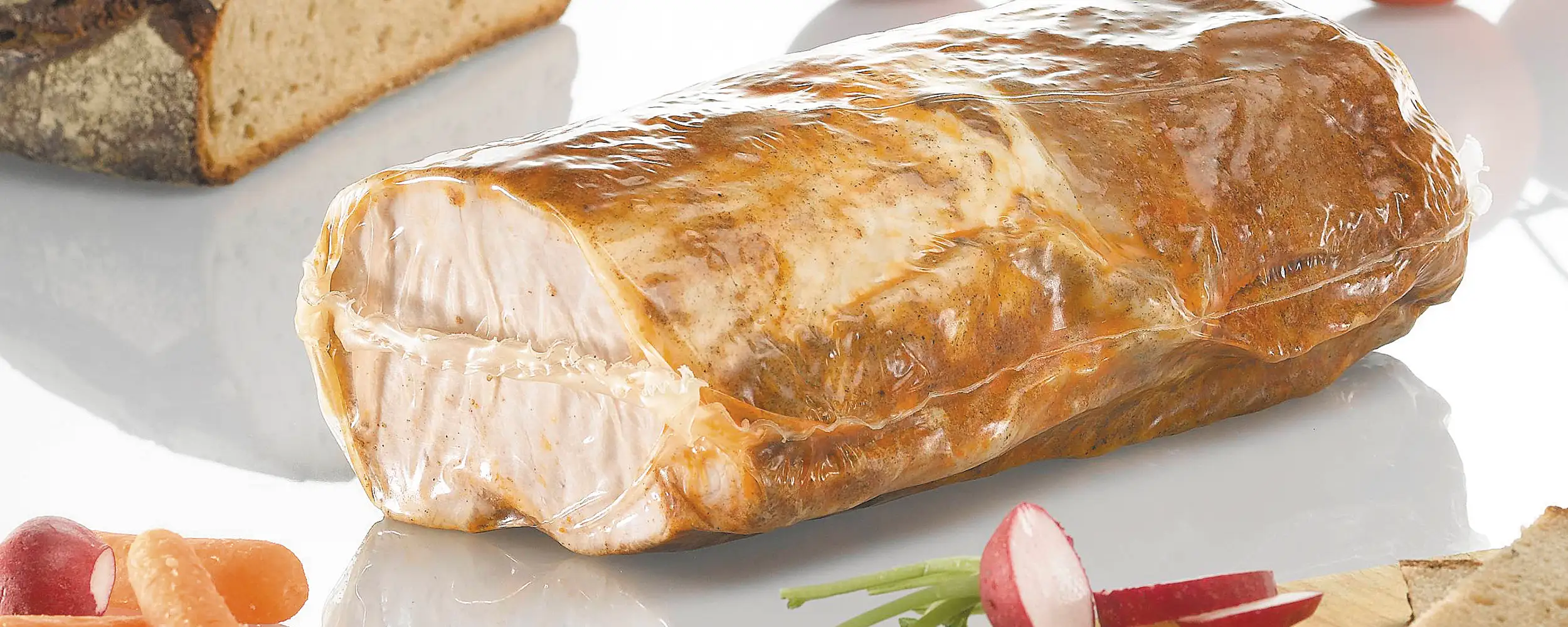Verpackter Braten in Schrumpffolie