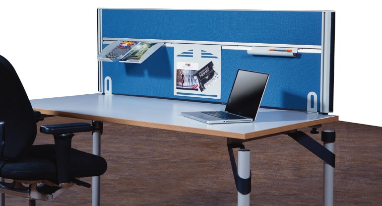 Tischaufsatz / Schreibtisch-Trennwand Alu-Klett