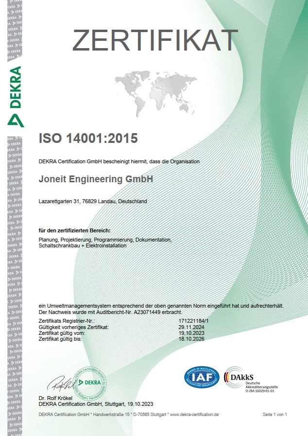 ISO-14001:2015-Zertifikat