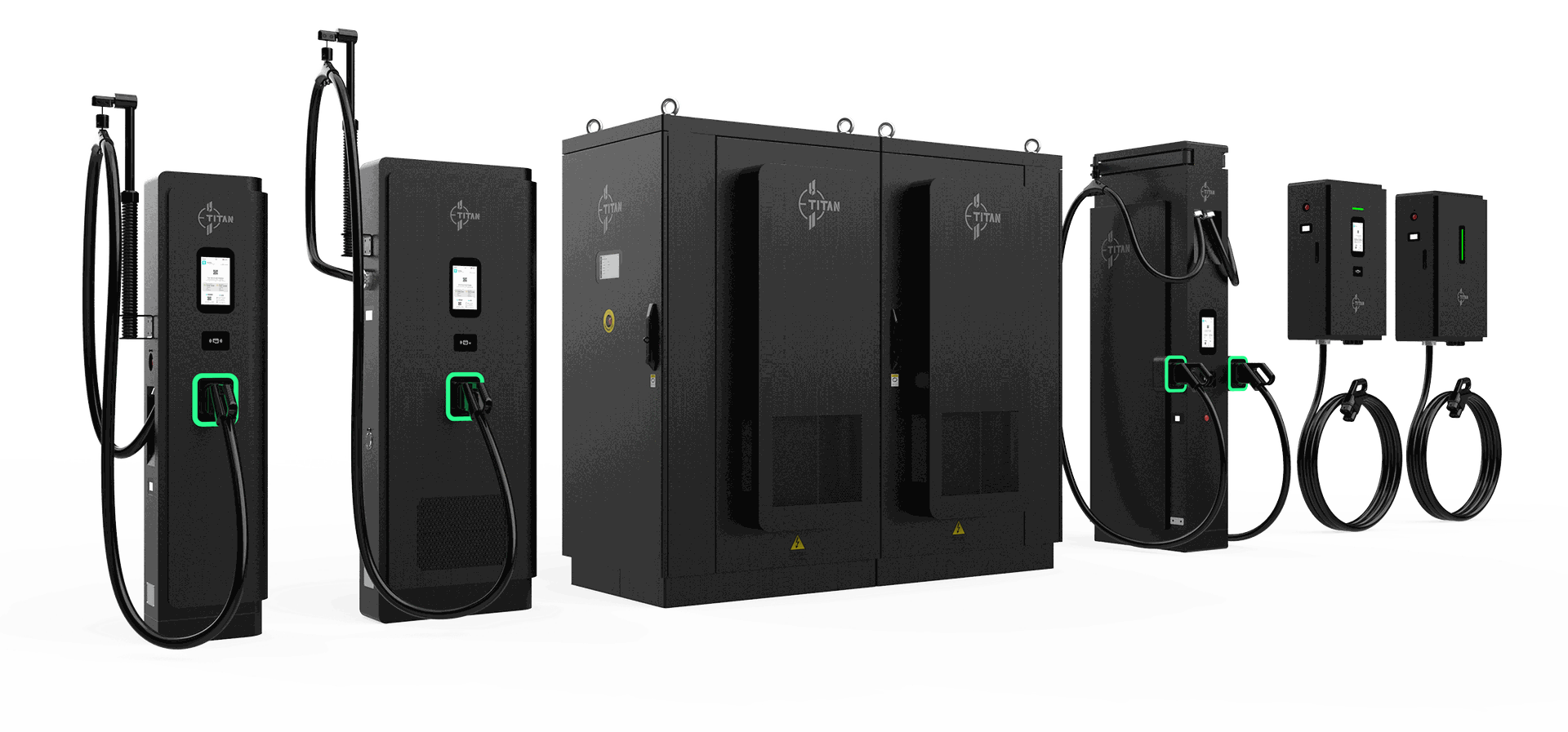 Pulsar DC-Ladestation mit Leistungseinheit, Satelliten und Wallboxen