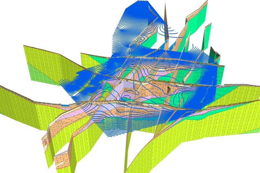 3D-Schnitt Grundwassermodellierung