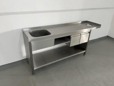 Edelstahlspültisch mit Becken, Schubladen und Abfallloch