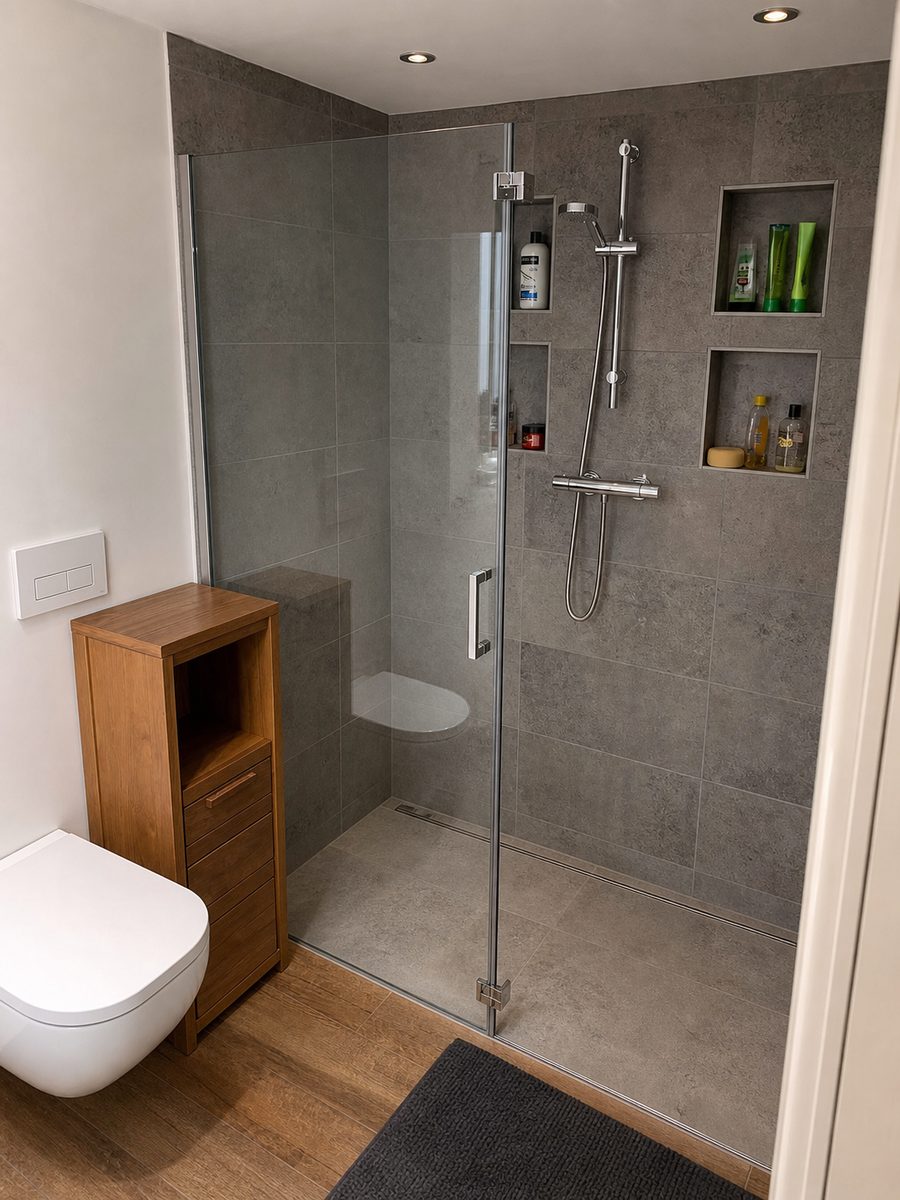 Badsanierung mit bodengleicher Dusche