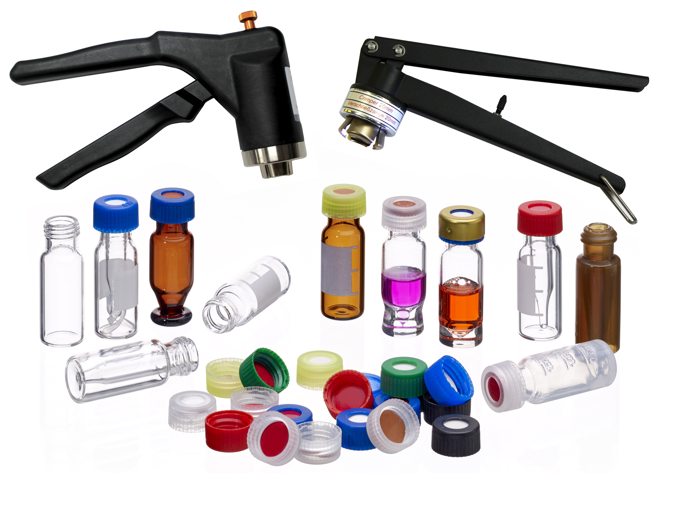 Vials, Verschlüsse und Crimpzangen