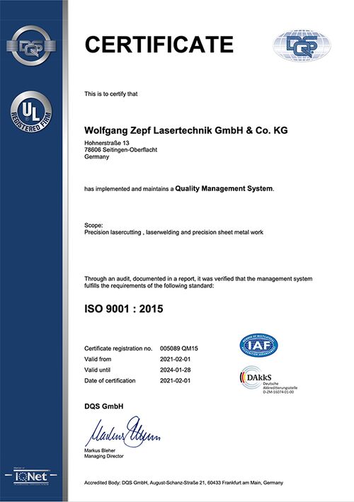 ISO-9001-Zertifikat