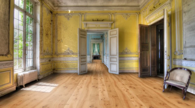 Solid wood floor in the showroom