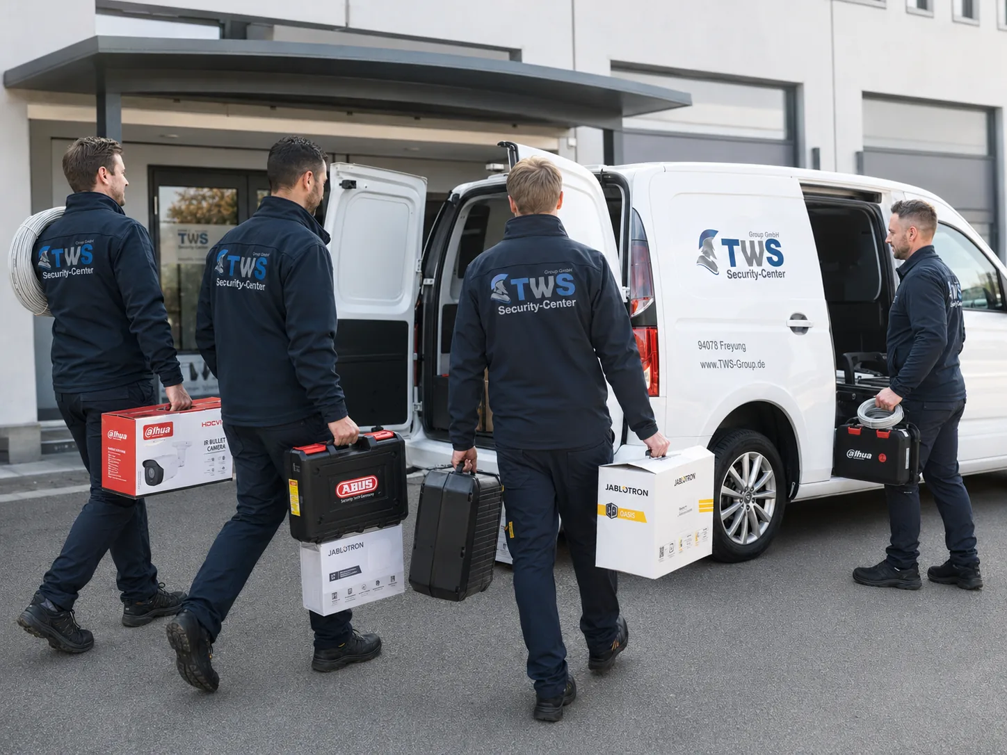TWS-Techniker-Team mit Servicefahrzeug