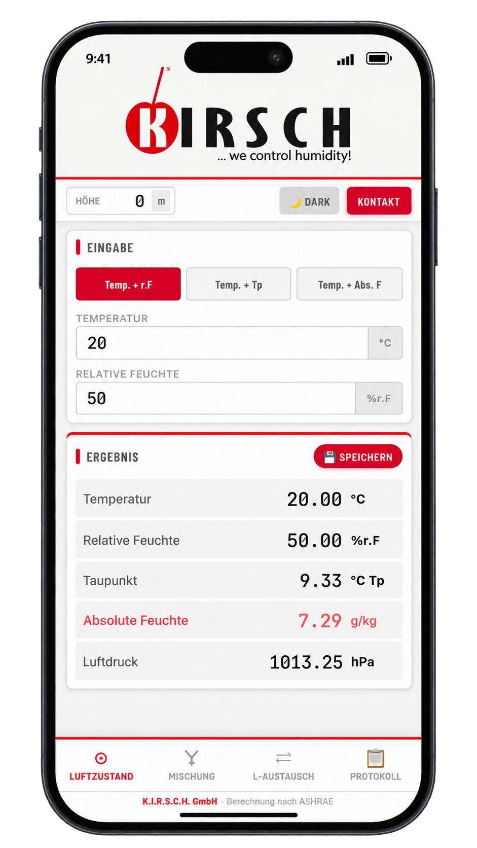 KirschCalc-App für Luftzustandsberechnungen