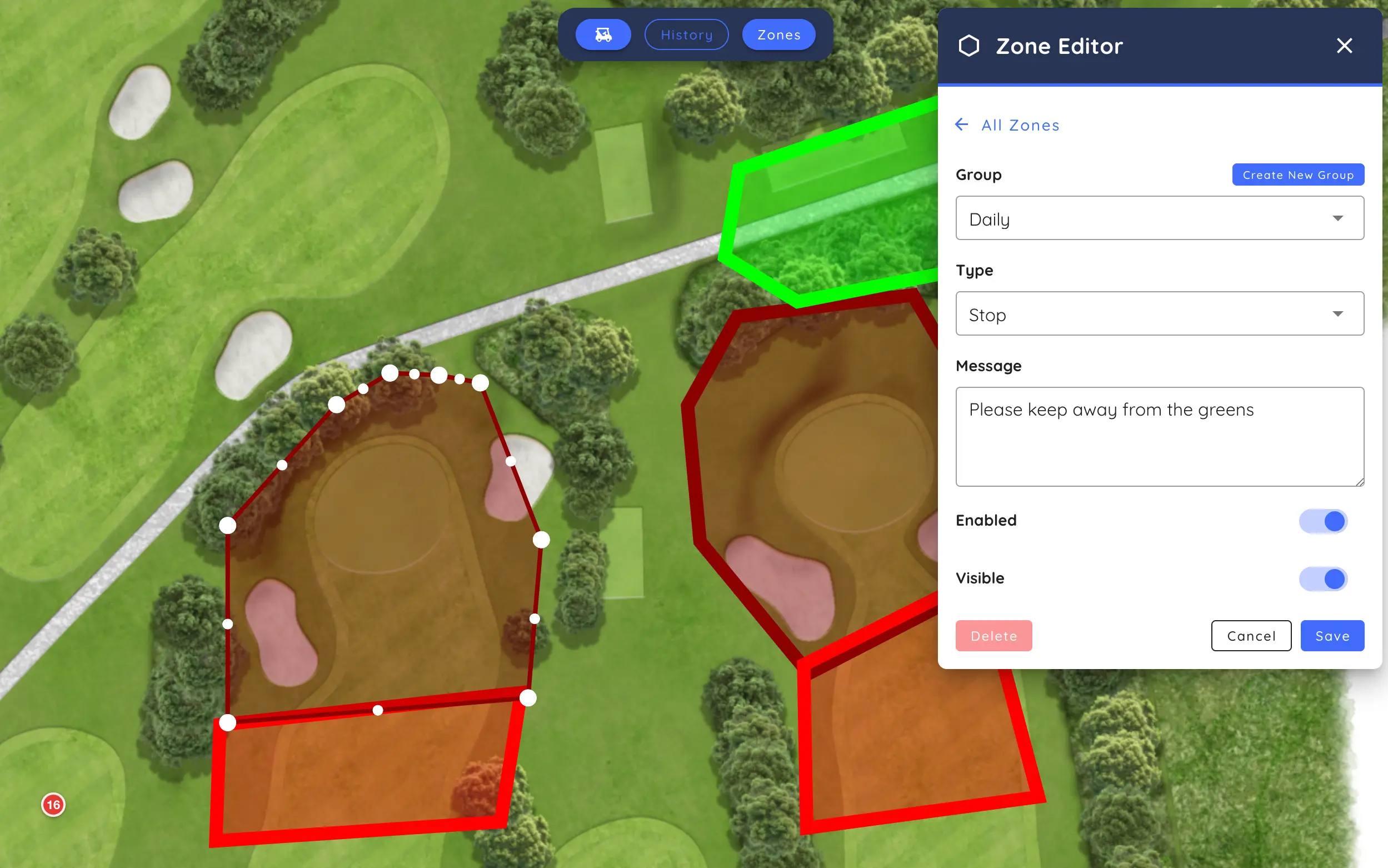 Geofence-Editor im Dashboard