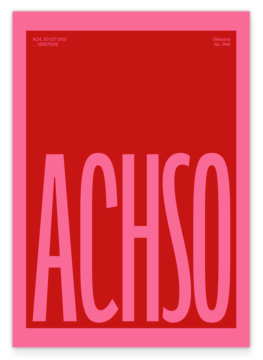 Poster 'Achso. Verstehe. – Typografie in Pink'
