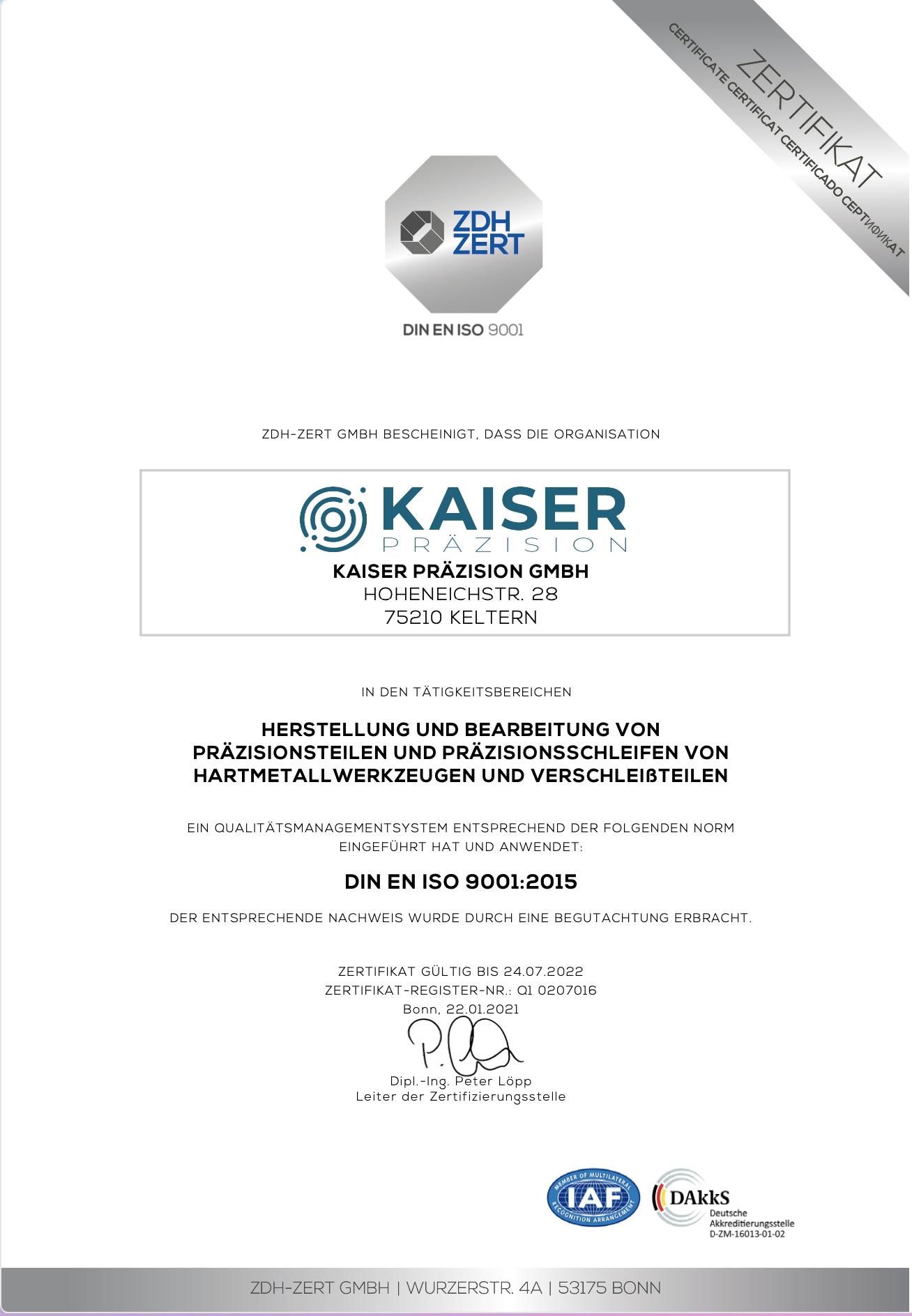 ISO-Zertifikat