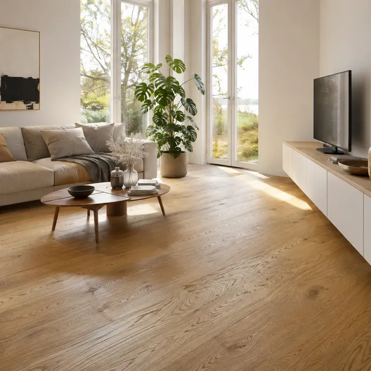 Wohnzimmer mit Weitzer Eichendiele